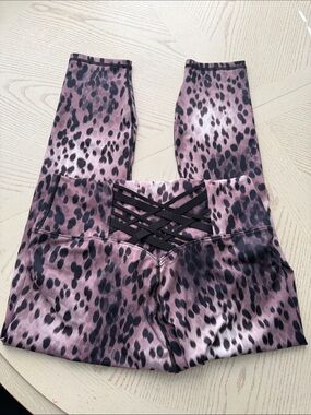 Fabletics PowerHold Pink Leopard Active Leggings